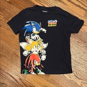 EUC Old Navy Kids Black Tee with Sonic and Friends; S